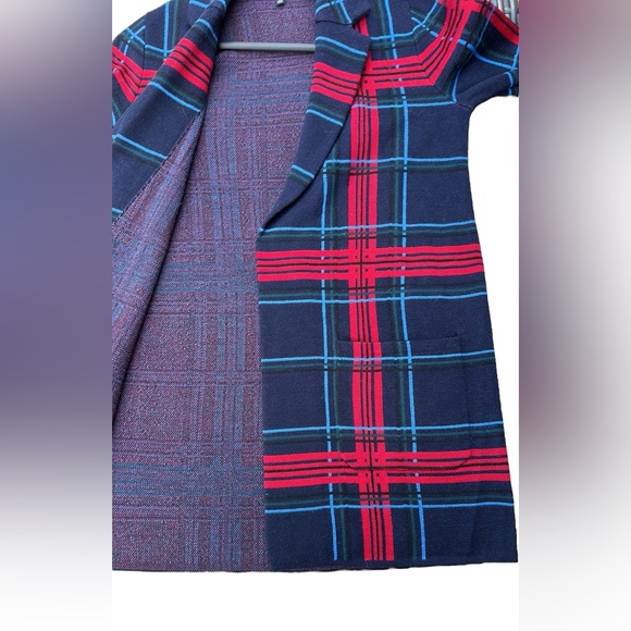 TALBOTS MERINO WOOL COATIGAN - CABIN PLAID, SMALL, OPEN FRONT - Picture 7 of 13